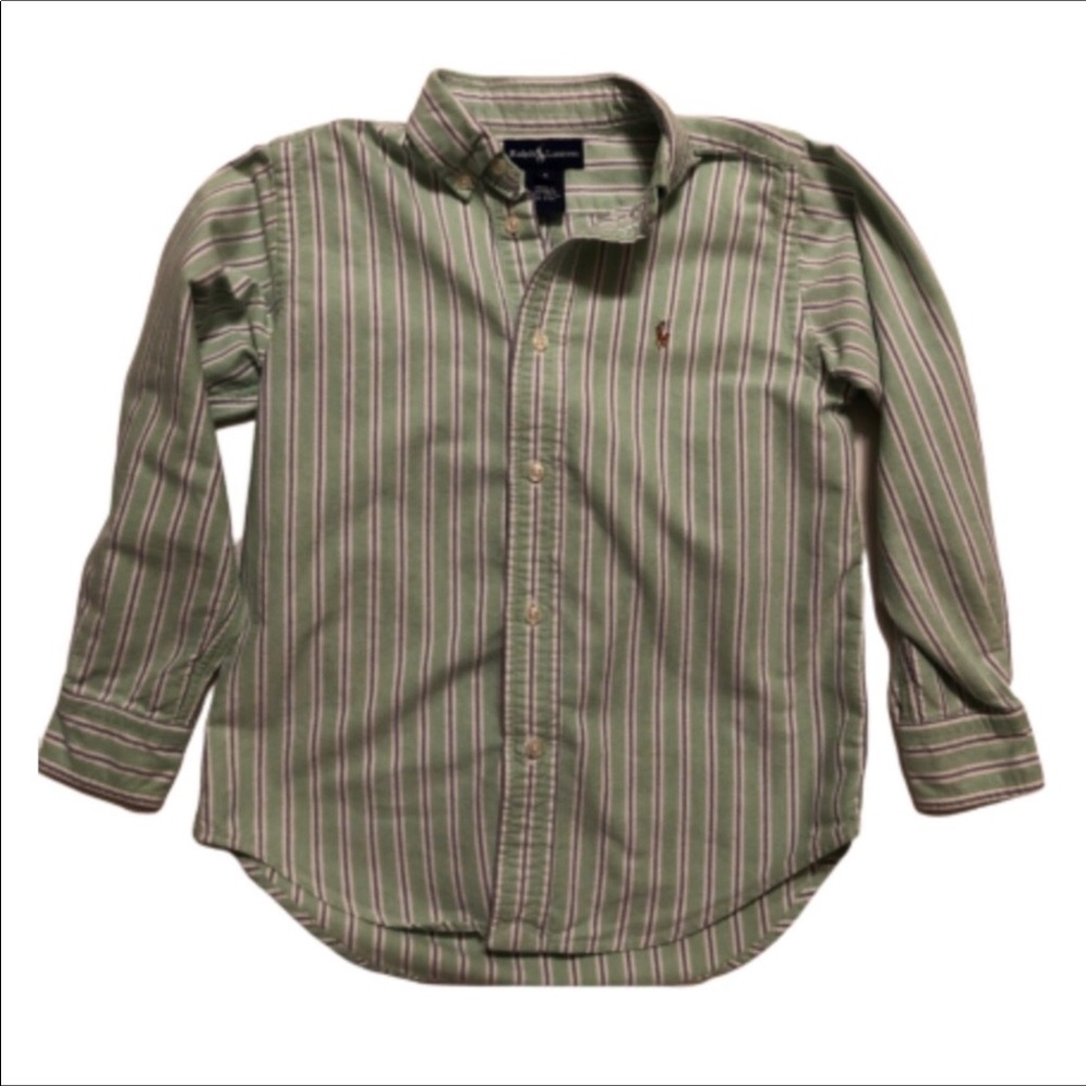 Ralph Lauren Green Striped Casual Long Sleeve Button Down 6